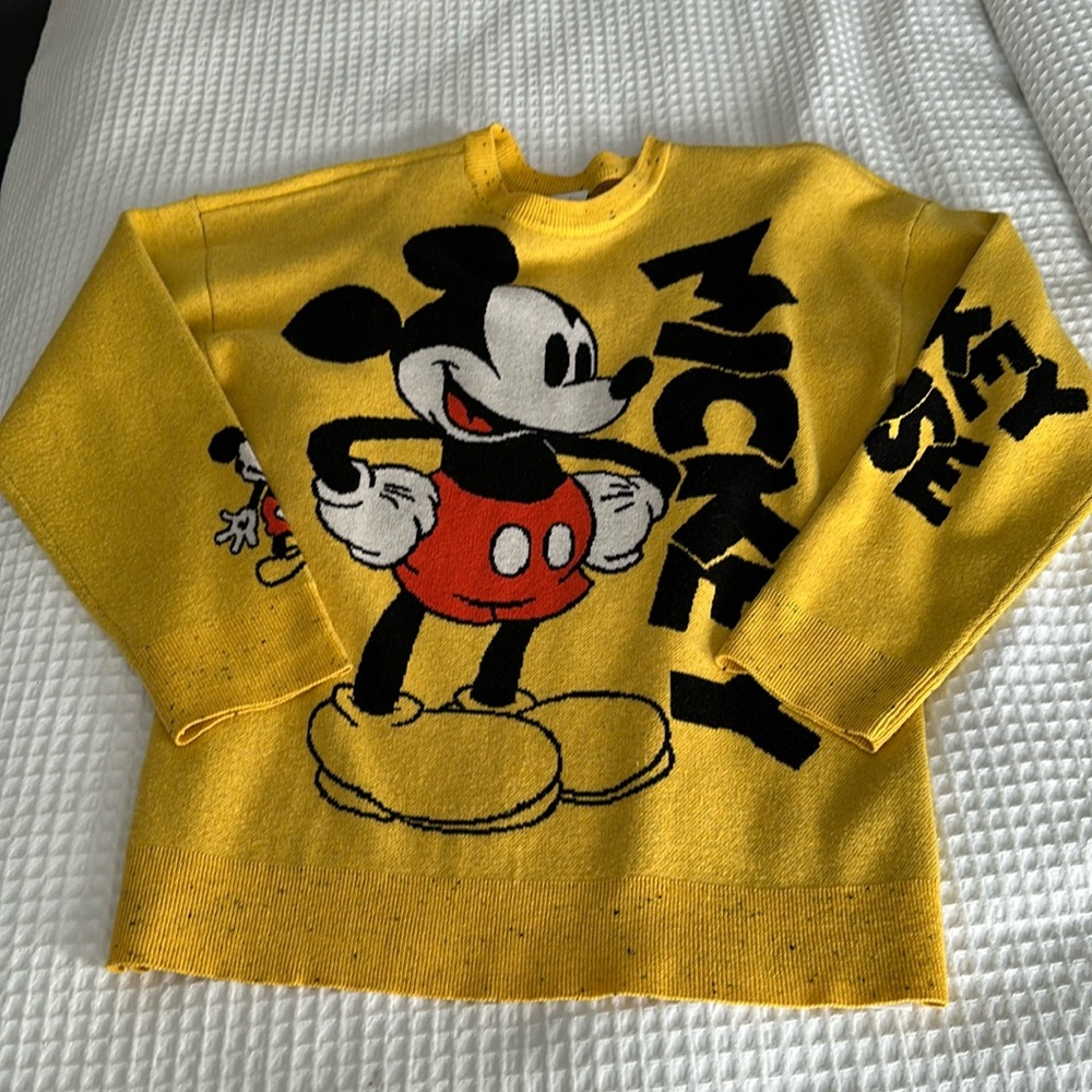 Mickey Mouse Yellow Graphic Crewneck Sweater
